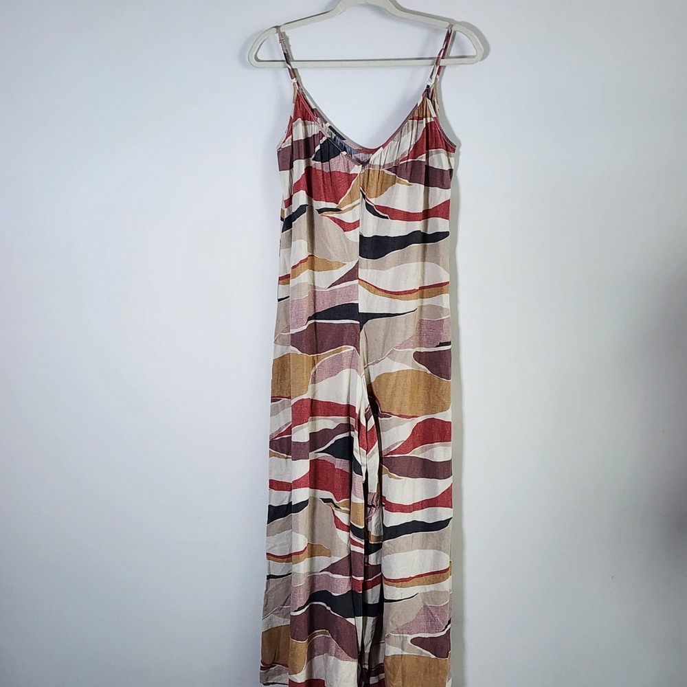 Reitmans Jumpsuit Womens Small Multicolor Abstract Wide Leg Summer Romper Artsy - Picture 3 of 16